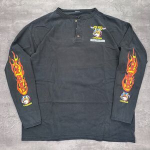 Vintage Fox Head Lounge Bike Week 2001 Fire Flame Long Sleeve Henley Shirt